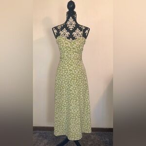 Lulu's Floral Green and White Sundress